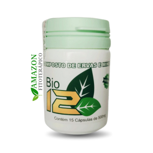 Frasco do Composto de Ervas Naturais Bio 12 para desintoxicação, energia e alívio de dores.